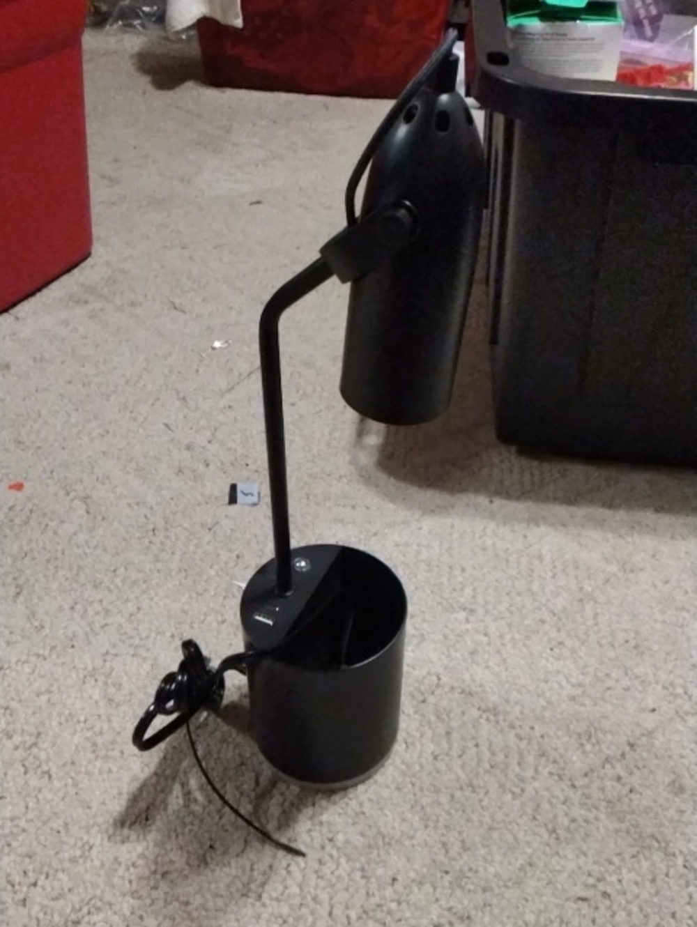 Black Portable Desk Lamp with Built-In Holder - Compact LED Task Light